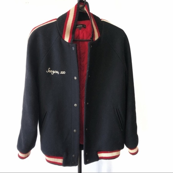 Zara East Village NY Wool Bomber Military Jacket - Picture 2 of 5